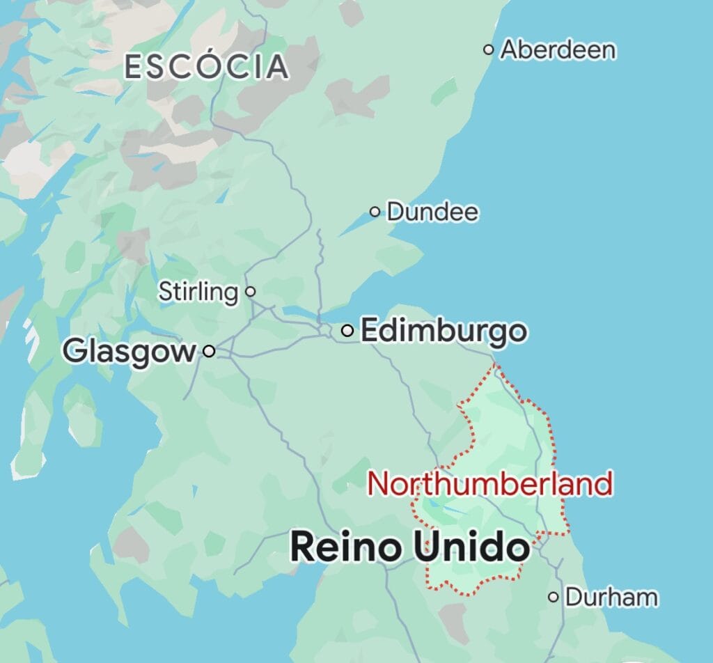 Mapa mostrando Northumberland